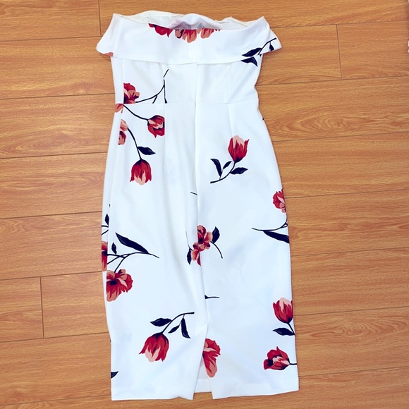 Strapless White Floral Dress - Picture 2 of 3